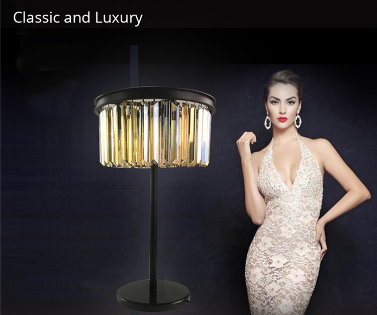 FUMAT Table Lamp Dual Layers K9 Crystal Lustre Luxury Table Lights Desk Lamp Bedside Decoration Lights for Living Room Bedroom - Amber