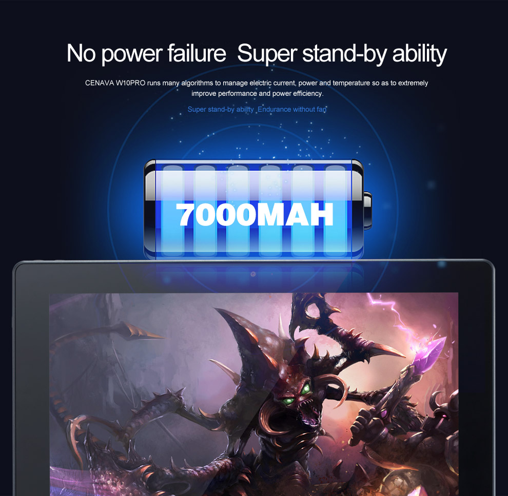 Cenava W10 Pro Tablet PC Intel Gemini Lake N4000 Quad Core 10.1 Inch IPS Touch Screen Windows 10 4GB RAM 64GB ROM - Black