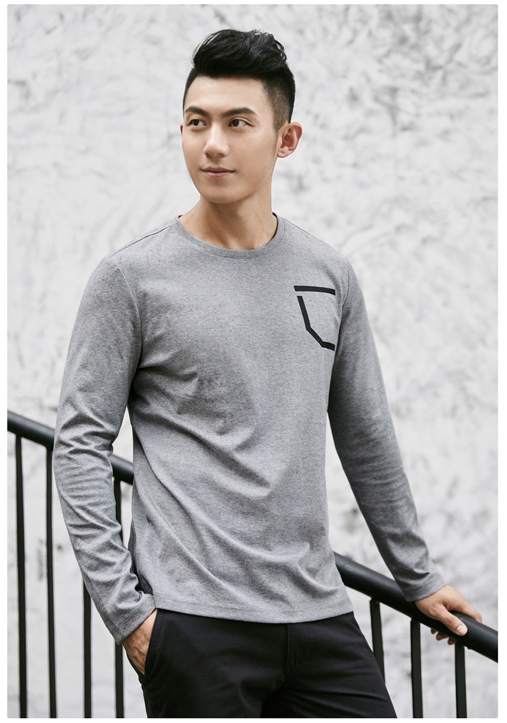 Xiaomi Uleemark Men Long Sleeve Crew Neck T-shirt Moisture Wicking Classic Sweatshirt Size S - Black