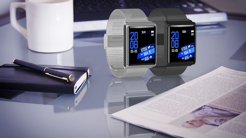 Makibes CK02 Smartwatch 1.3 Inch TFT Screen Fitness Tracker Blood Pressure Heart Rate Monitor IP67 Waterproof - Silver