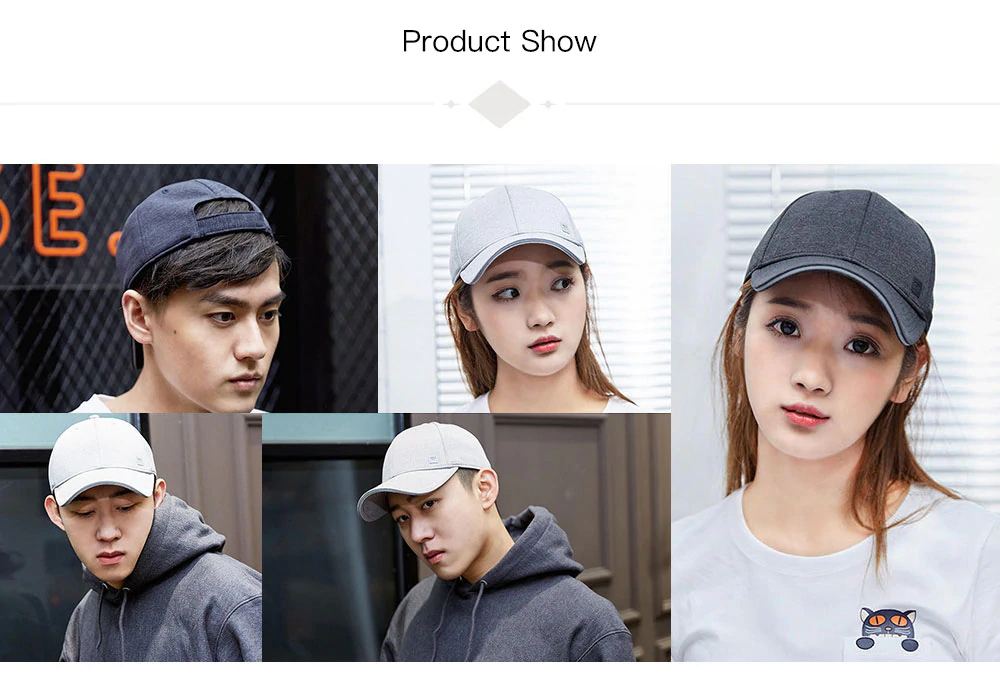 Xiaomi Youpin Trendy Solid Color Sweat Absorption Non-deformed Reflective Baseball Cap Hip Hop Hat Light Gray