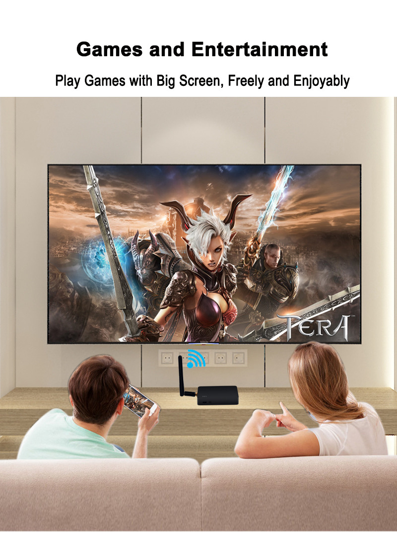 EC-C28 TV Dongle 4K Miracast Airplay Dongle 2.4G/5G Dual Band WiFi LAN Support iOS/Android HDMI/AV Output