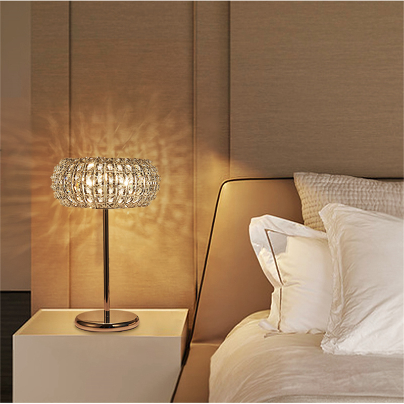 FUMAT TIFFANY Lamp Modern K9 Crystal Round Table Lamp Glass LED Lustre Lamp for Bedside Desk Lights - Multi-color