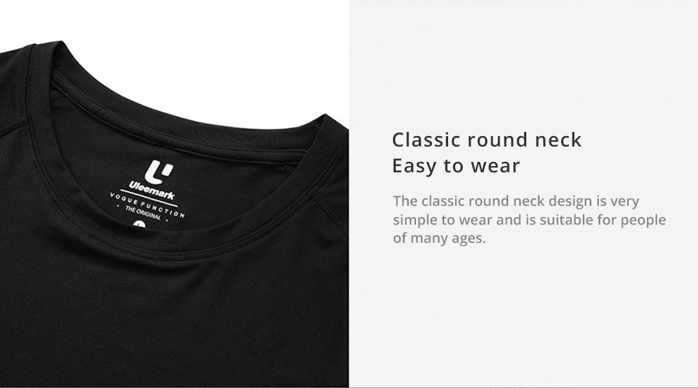 Xiaomi Uleemark Men Sports Long Sleeve Crew Neck T-shirt Moisture Wicking Classic Sweatshirt Size L - Black