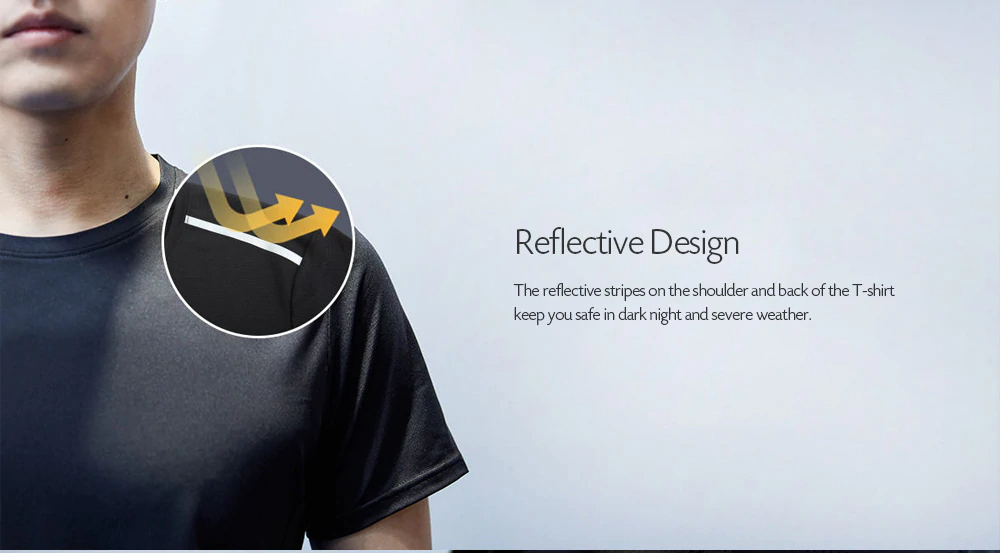 Xiaomi Youpin Round Collar Sports T-shirt Breathable Quick-drying Reflective Size L - Black