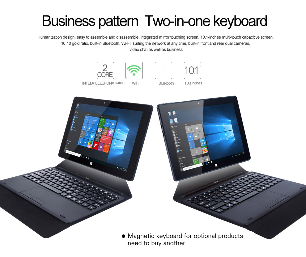 Cenava W10 Pro Tablet PC Intel Gemini Lake N4000 Quad Core 10.1 Inch IPS Touch Screen Windows 10 4GB RAM 64GB ROM - Black