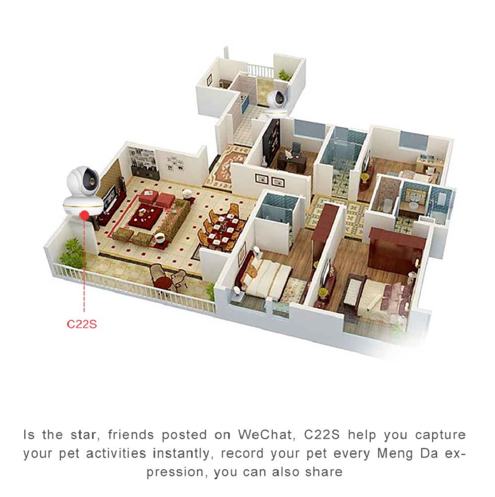 Vstarcam C22S 1080P Wifi IP Camera Infrared Night Vision Monitor Video Two-Way Audio - White US Plug