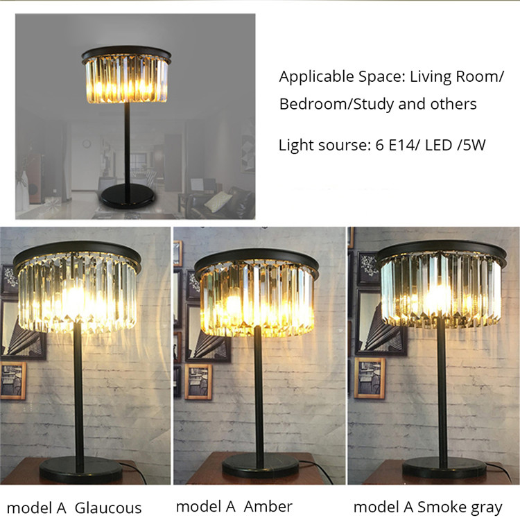 FUMAT Table Lamp Dual Layers K9 Crystal Lustre Luxury Table Lights Desk Lamp Bedside Decoration Lights for Living Room Bedroom - Amber