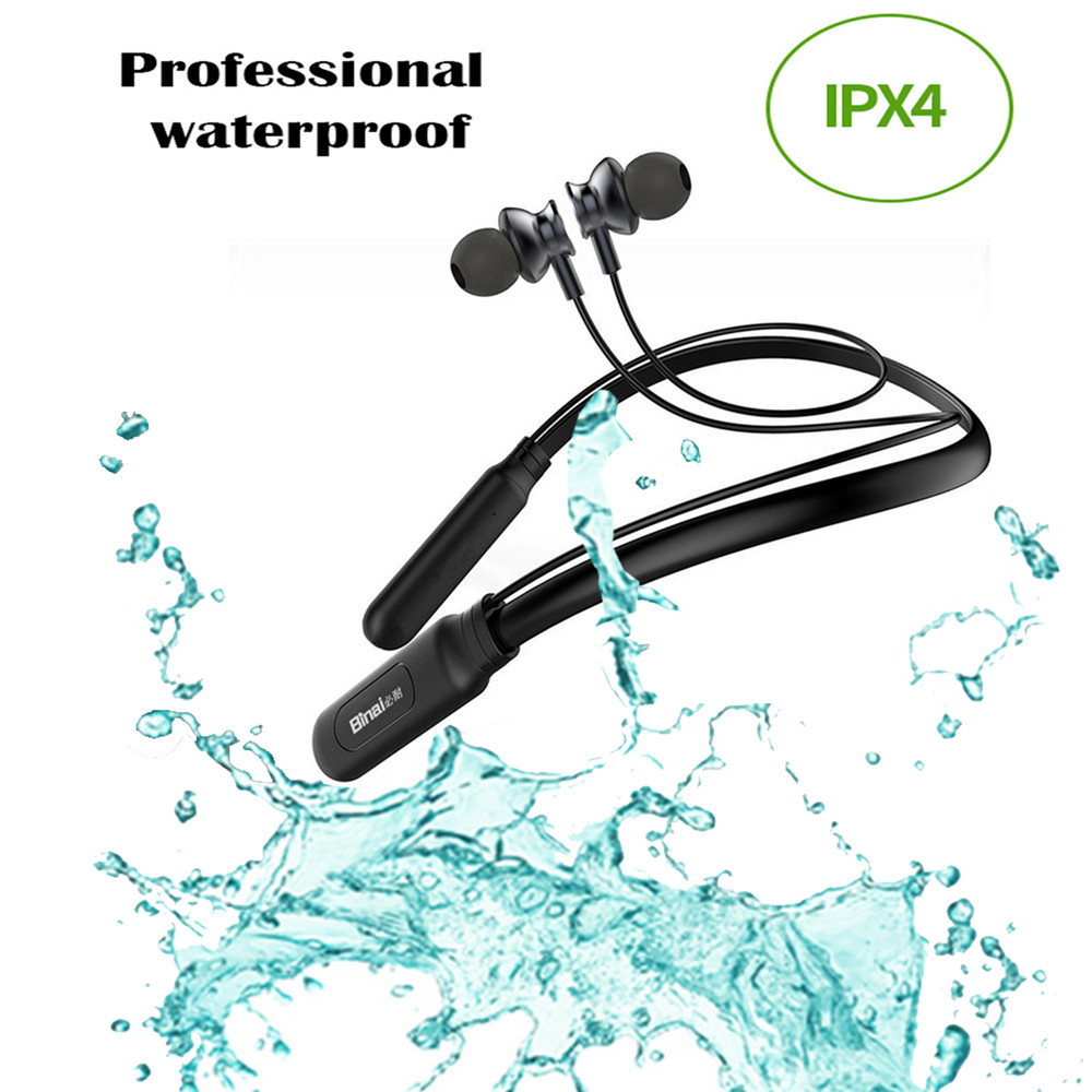 Binai B22S Neckband Wireless Bluetooth Earphone Magnetic Sports Waterproof - Black