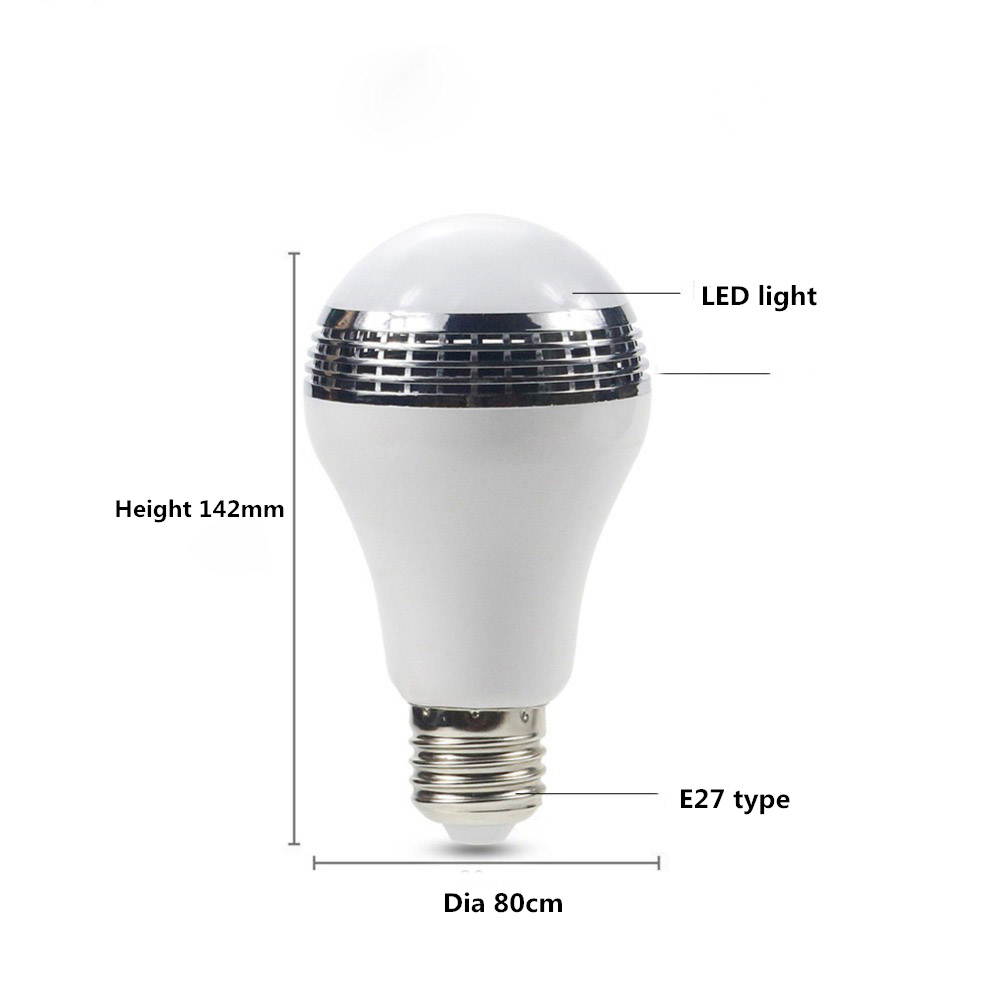 Bluetooth Speaker LED E27 Smart Bulb APP Control Multicolore Colorful LED Speaker - White