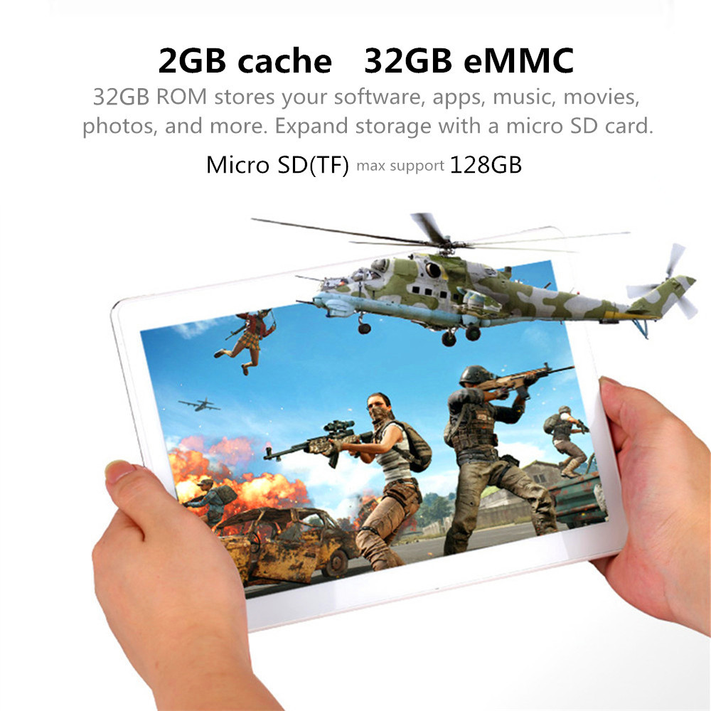 Binai Mini10 4G Tablet PC MTK6753 Deca Core 10.1 Inch IPS 1920*1200 Dual SIM Dual Standby Android 7.0 2GB RAM 32GB ROM - Black