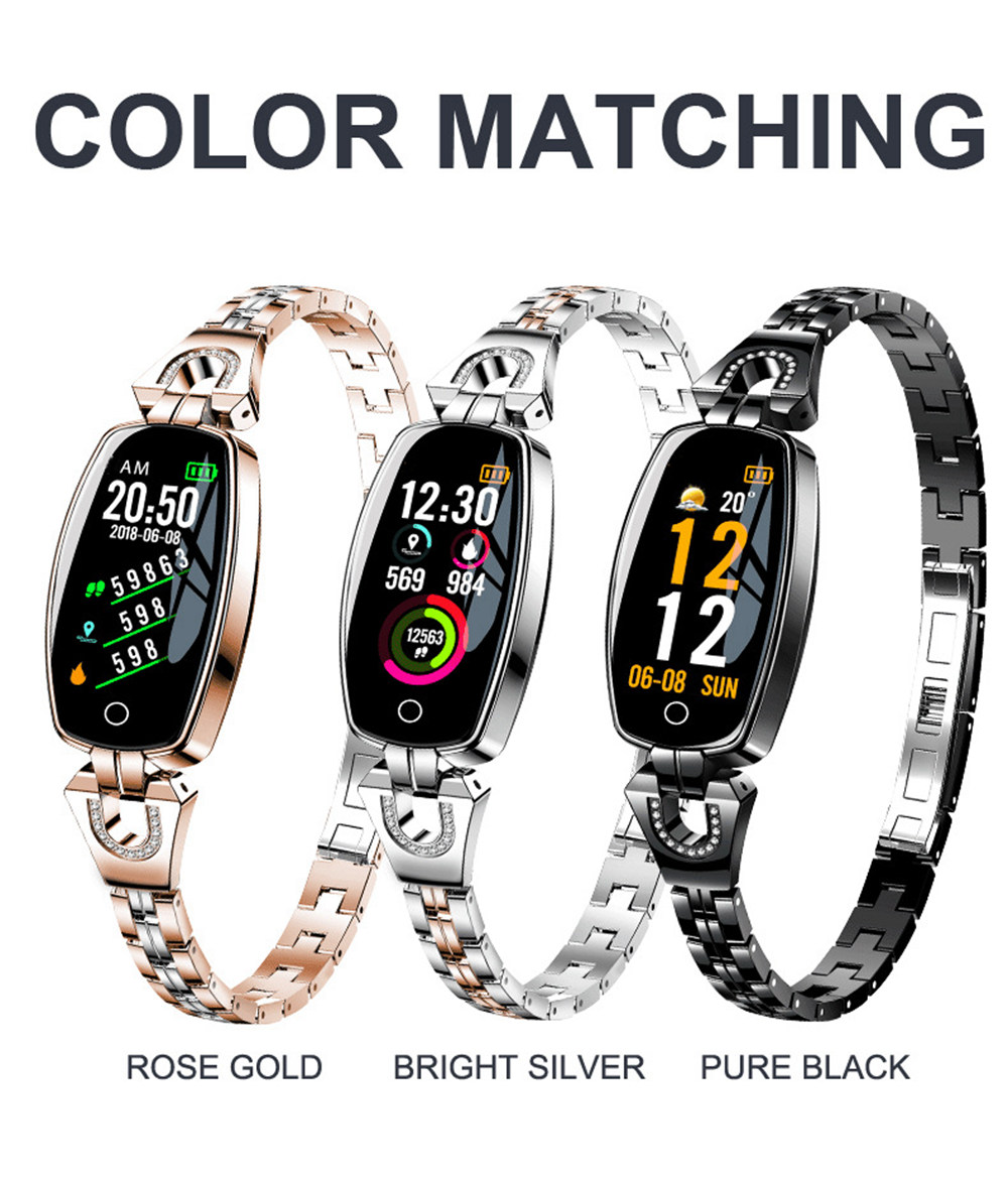 H8 Women Smart Bracelet 0.96 Inch TFT Color Screen Heart Rate Sleep Monitor IP67 Waterproof Multiple Sports Mode - Black