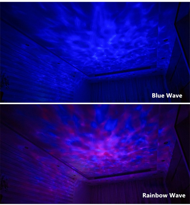 FUMAT Ocean Wave Projector Night Light Baby Night Lamps with IR Remote Control RGB Music Player Speaker LED Lamp - White
