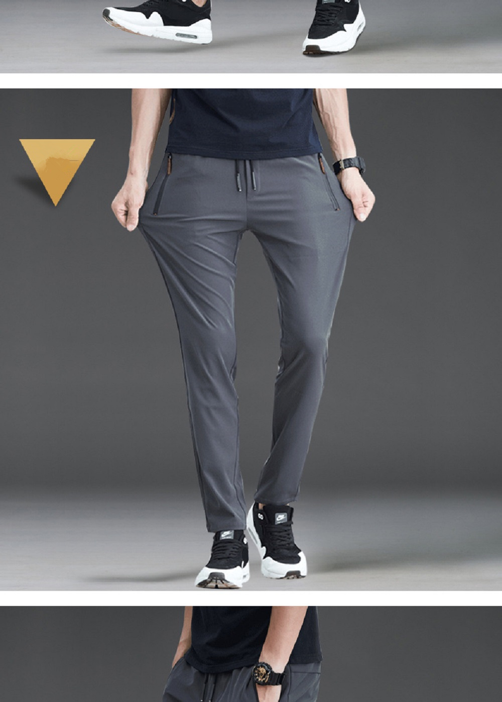 Men's Autumn Stretch Casual Sports Pants (Size M) - Gray
