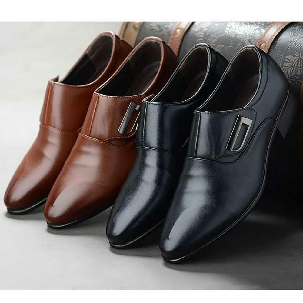 XA008 Men Fashion Business Casual PU Leather Shoes EU43 - Brown