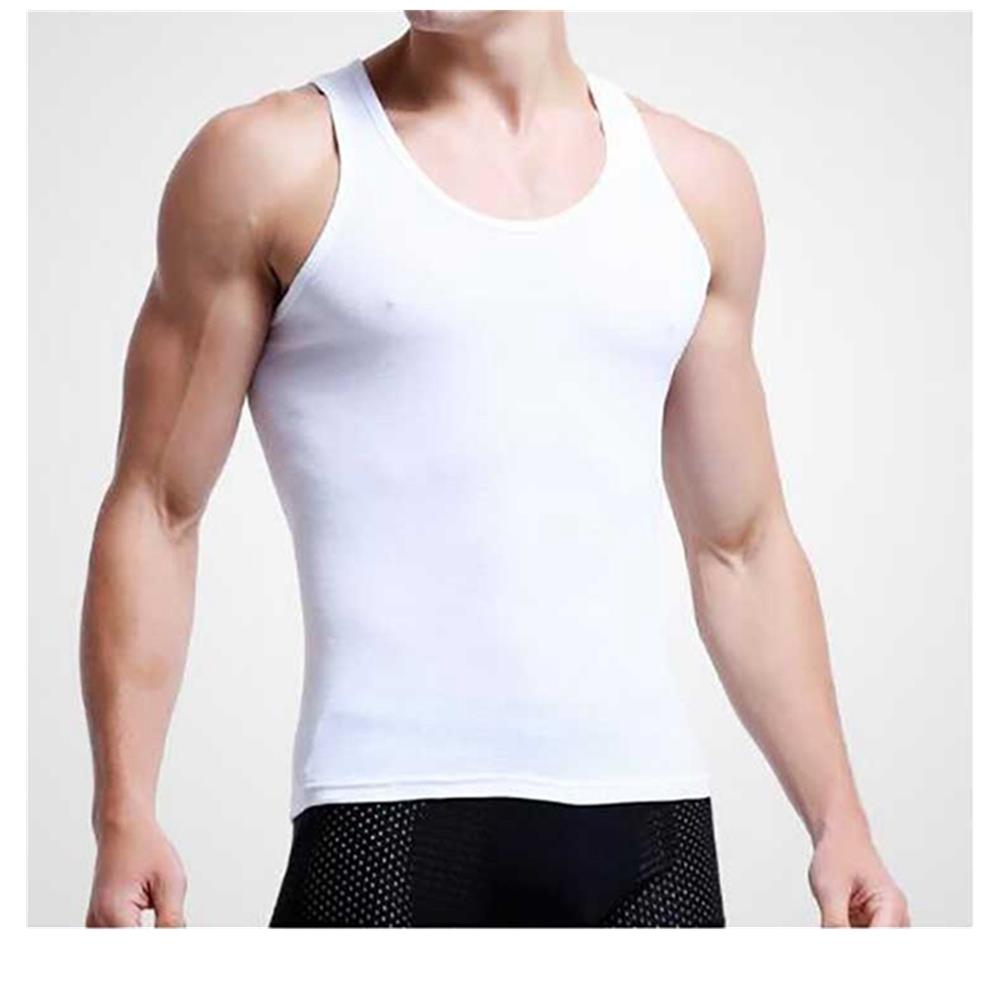 3PCS Men's Solid Color Sleeveless Slim Fit Cotton Vest Size 3XL - White/Black/Red
