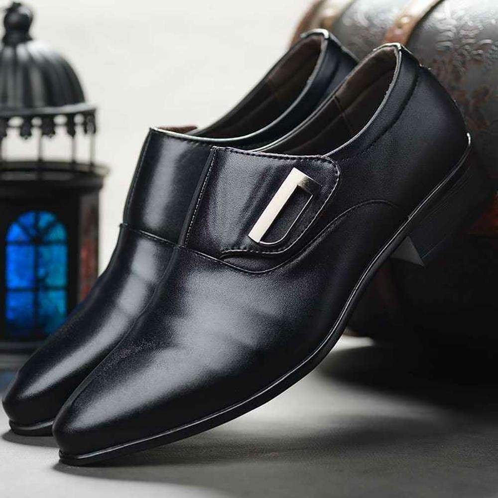 XA008 Men Fashion Business Casual PU Leather Shoes EU43 - Brown