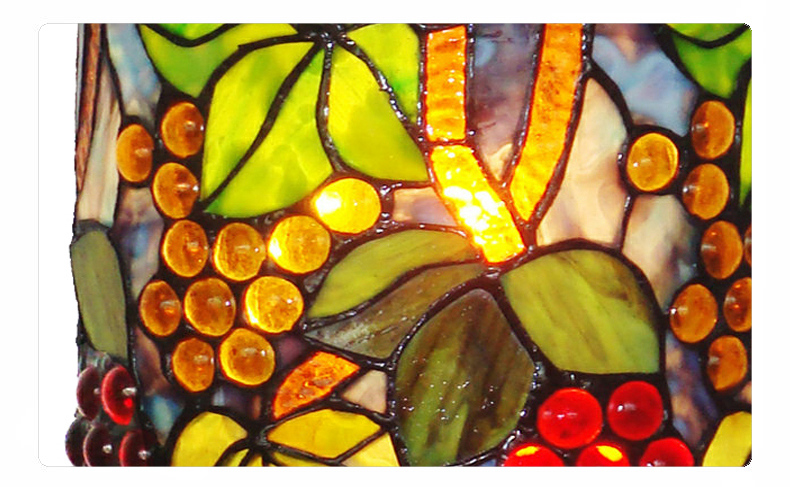 FUMAT Tiffany Style Stained Glass Floor Lamp - Romantic Grape Design