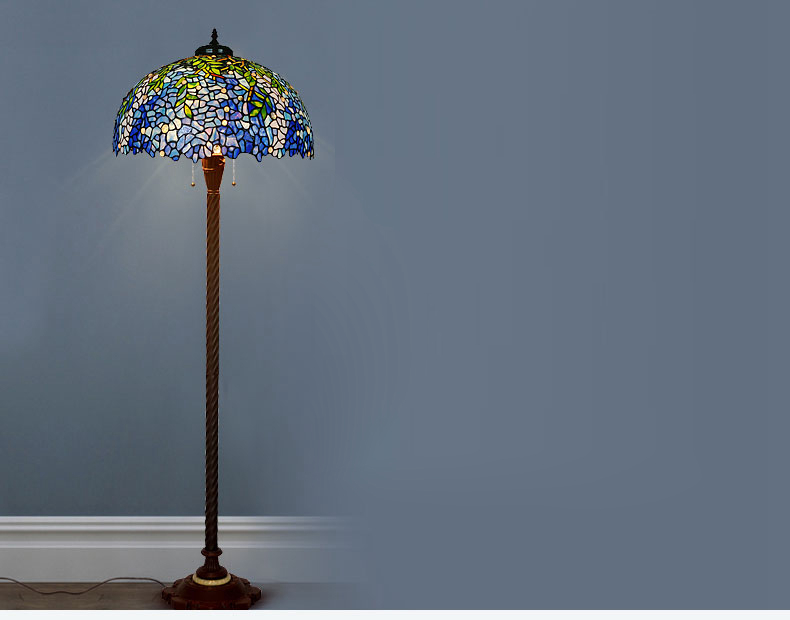FUMAT 20 Inch Tiffany Style Stained Glass Handcrafted Double Lit Table Lamp - Romantic Wisteria Female Crane Bird Design