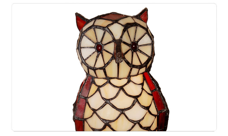 FUMAT Tiffany Style Stained Glass Handcrafted Table Lamp - Creative Colorful Owl Design