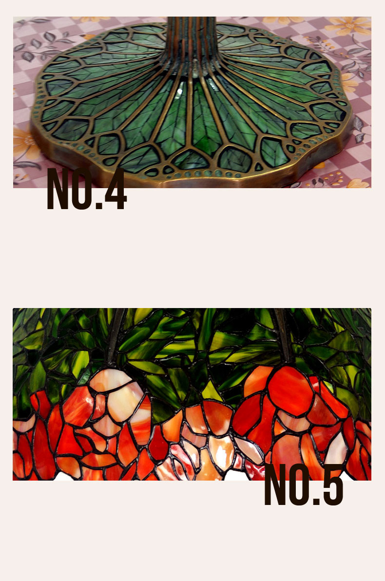 FUMAT Tiffany Style Stained Glass Handcrafted Table Lamp - Romantic Lotus Design
