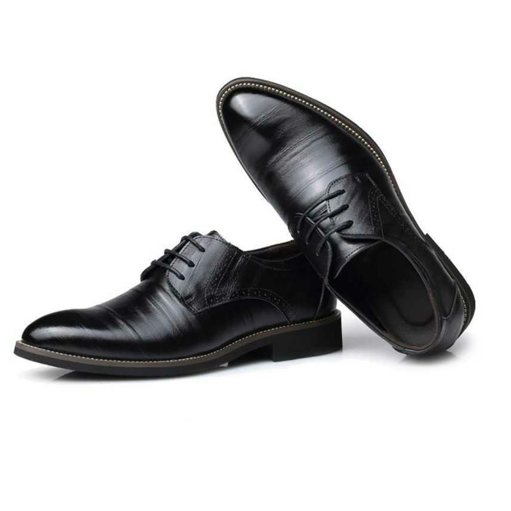 XA001 Men Business Casual PU Leather Shoes Formal Comfortable Size EU38 - Black