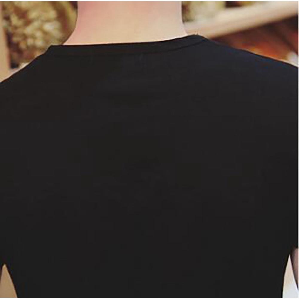 Men's Basic Round Neck Short Sleeve T-shirt (Personality Tee Cultivating Size M) - Black