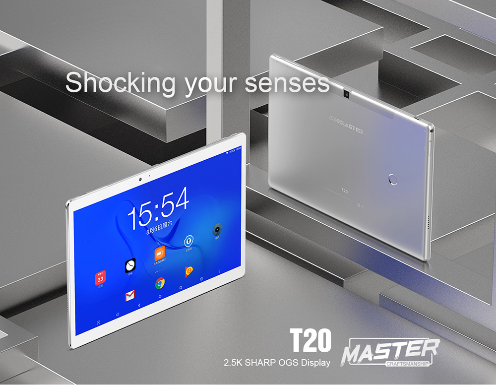 Teclast T20 4G Phablet Helio X27 MT6797T Deca Core 10.1" IPS Screen 2560*1600 Android 7.0 4GB RAM 64GB ROM Touch ID Built-in GPS GLONASS Beidou - White Silver