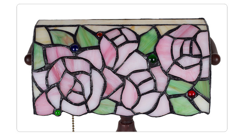 FUMAT Tiffany Style Stained Glass Table Lamp - Romantic Bead Curtain Bank Light Design