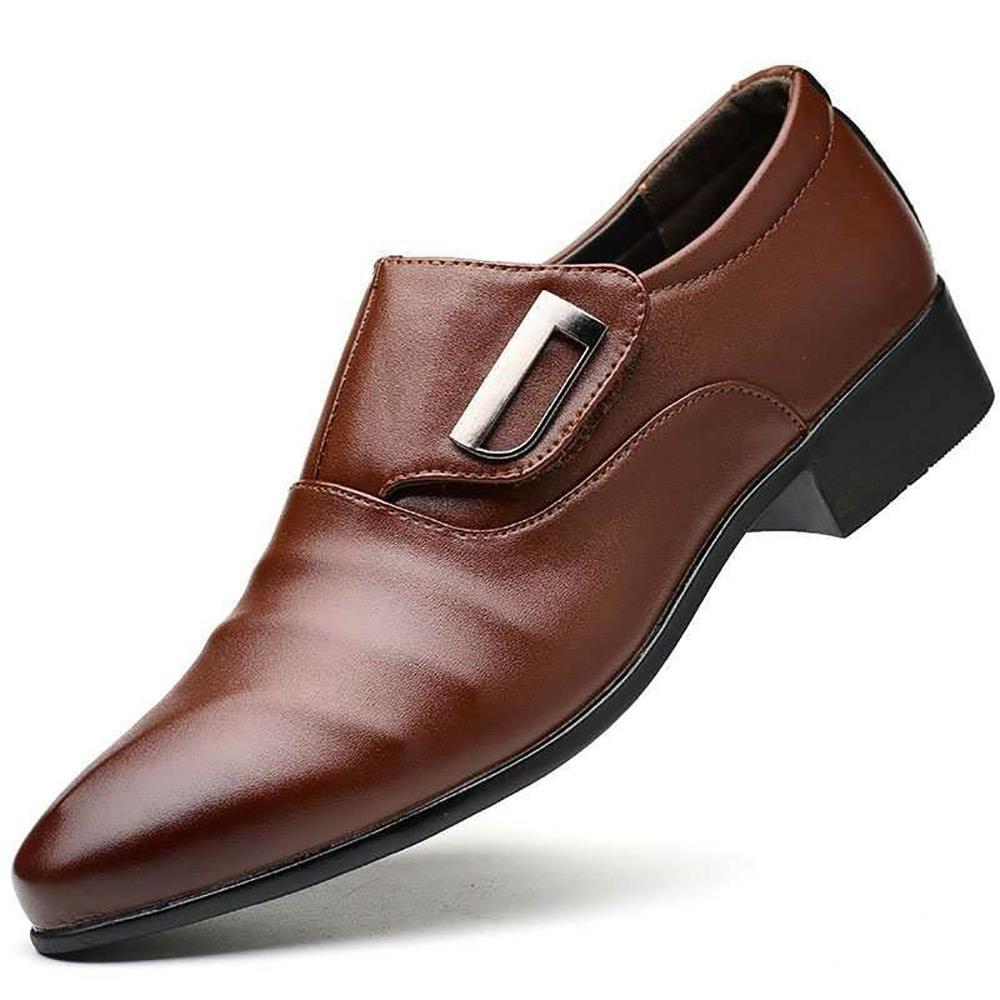 XA008 Men Fashion Business Casual PU Leather Shoes EU43 - Brown