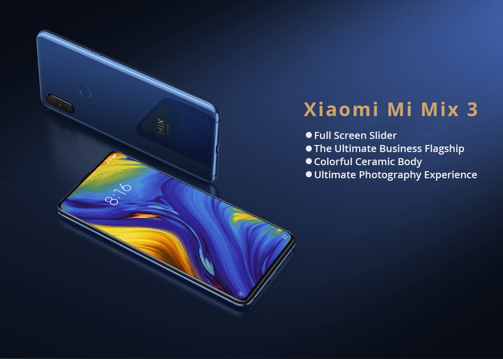Xiaomi Mi Mix 3 6.39 Inch 4G LTE Smartphone Snapdragon 845 8GB 128GB 12.0MP+12.0MP Dual Rear Cameras MIUI 10 Ceramic Body NFC Wireless Charge - Black