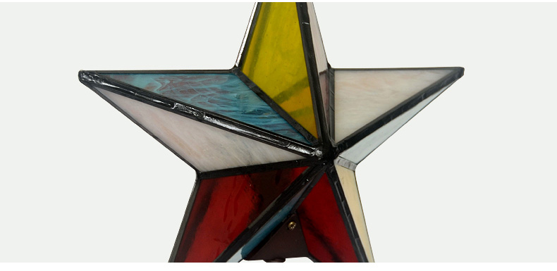 FUMAT Tiffany Style Stained Glass Handcrafted Table Lamp - Creative Five-pointed Star Design
