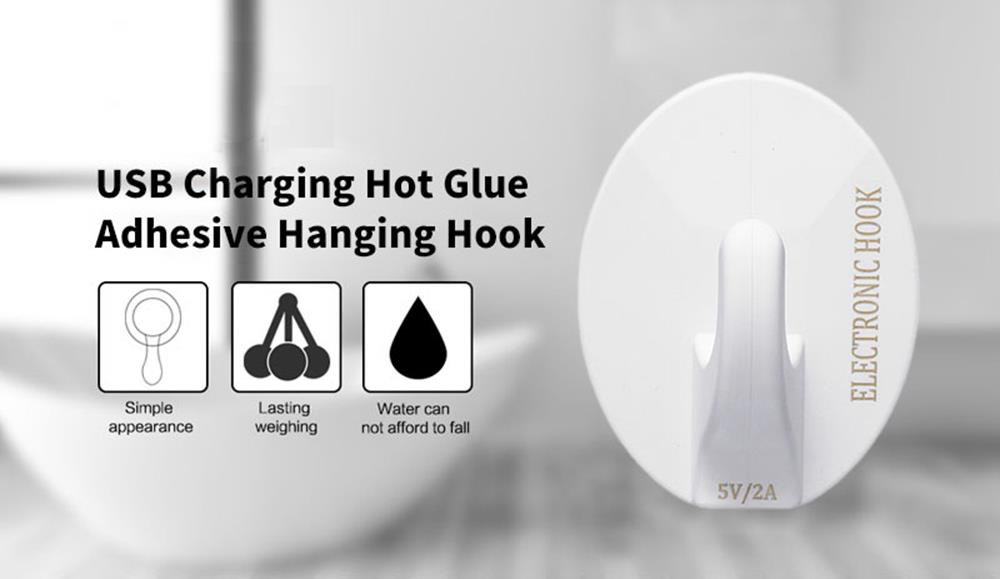3PCS Electric USB Charging Hook (Recyclable Non-stick Hot Glue) - White