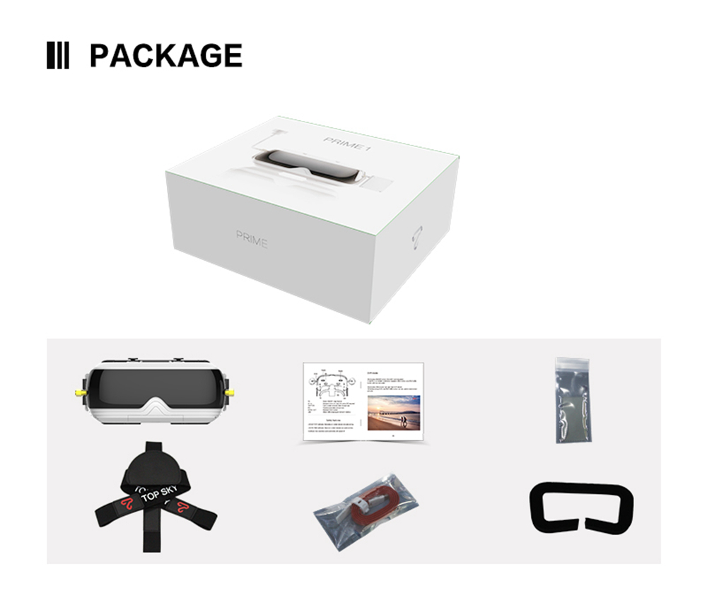 Topsky Prime-1S 5.8G 48CH Diversity FPV Goggles Built-in Battery Dual Modules Support DVR - White
