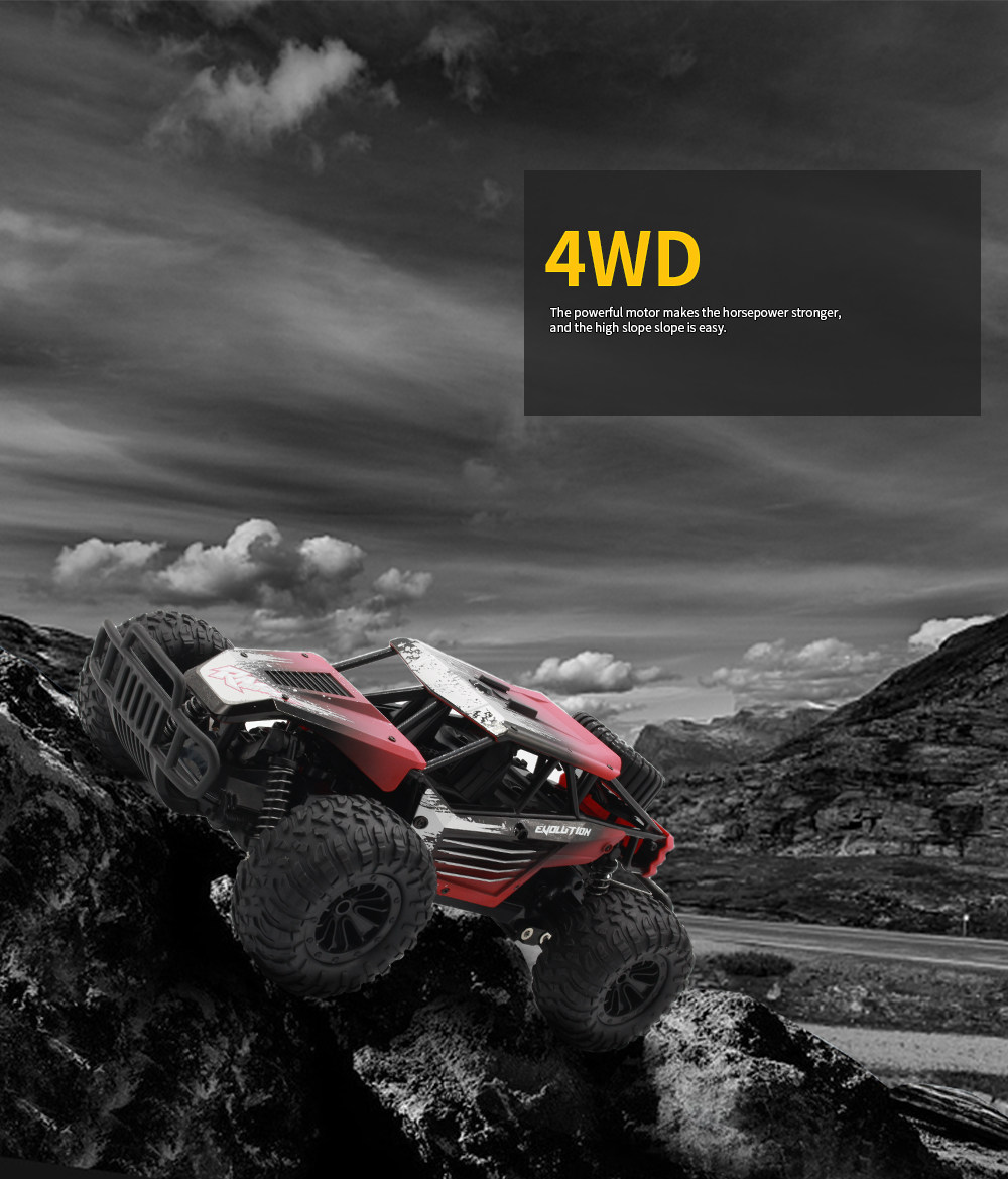 JDRC 1801 2.4G Wifi FPV 1:18 4WD Brushed Off-road RC Car with HD Camera RTF - Black