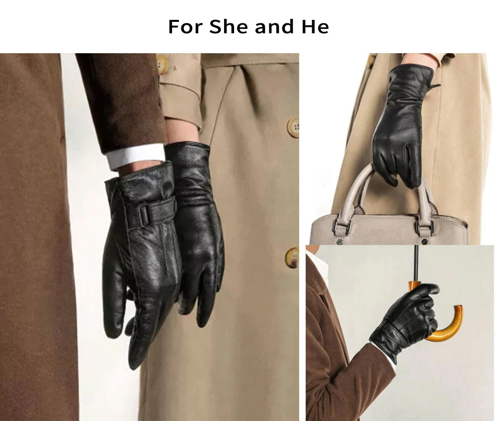 Xiaomi Youpin Lambskin Touch Screen Gloves For Couples (From Spanish Raw Materials Women's XL) - Black