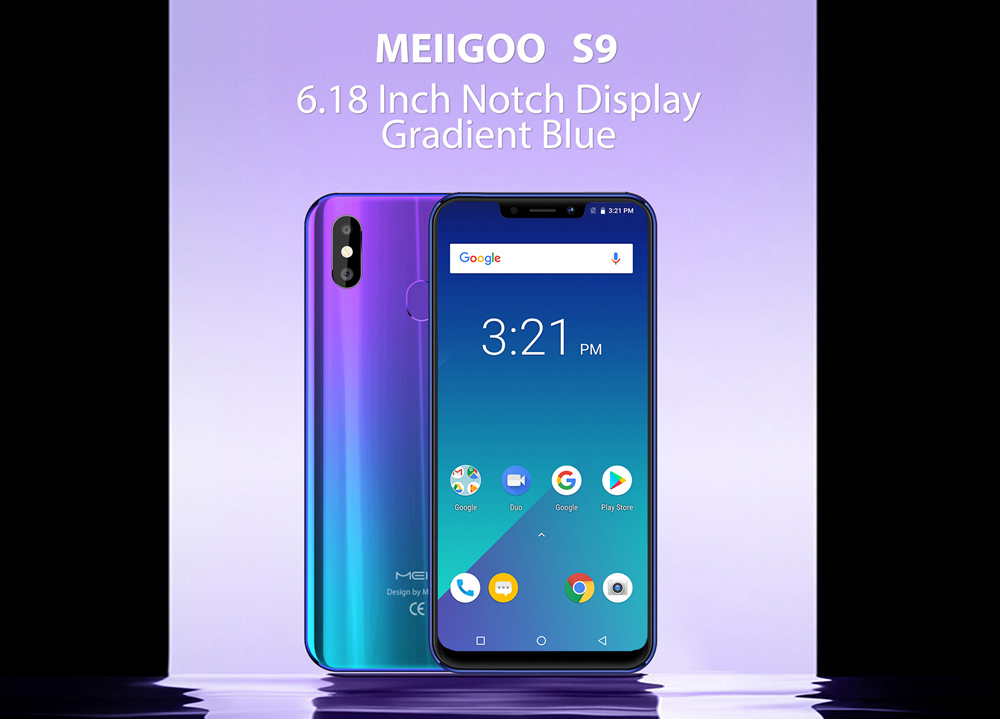 Meiigoo S9 6.18 Inch 4G LTE Smartphone MTK6750T 4GB 32GB 13.0MP + 2.0MP Dual Rear Cameras Android 8.1 Face ID Type-C Fast Charge - Diamond Black