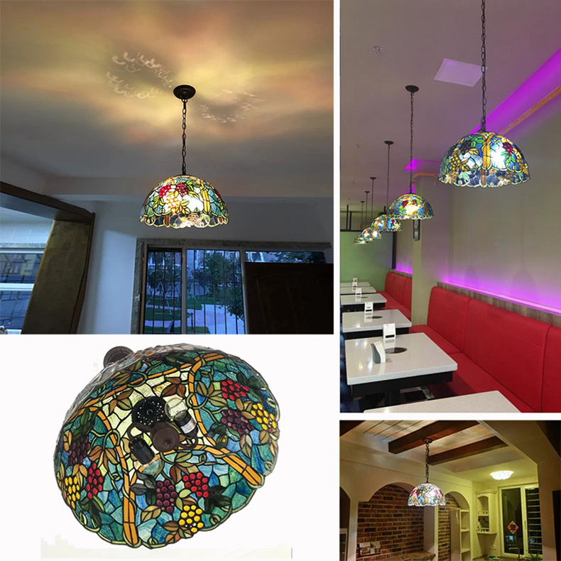 FUMAT 17" Tiffany Style Stained Glass Pendant Light - Romantic Grape Design