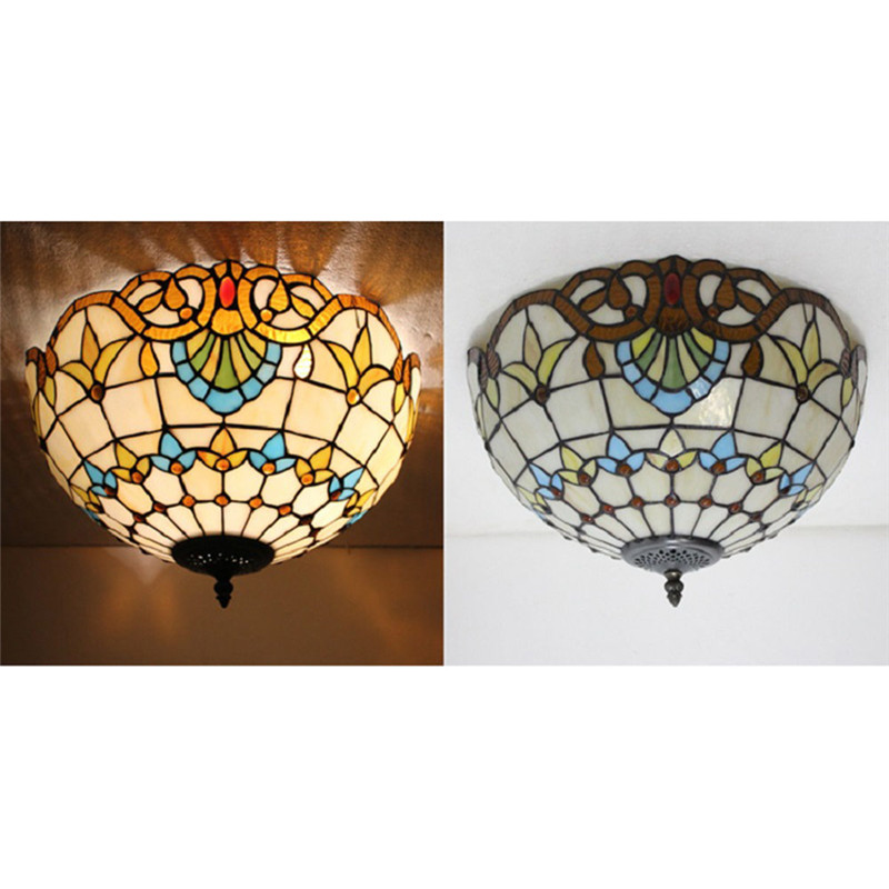 FUMAT Stained Glass Art Ceiling Lights Tiffany Lamp - Traditional Flower Chandeliers