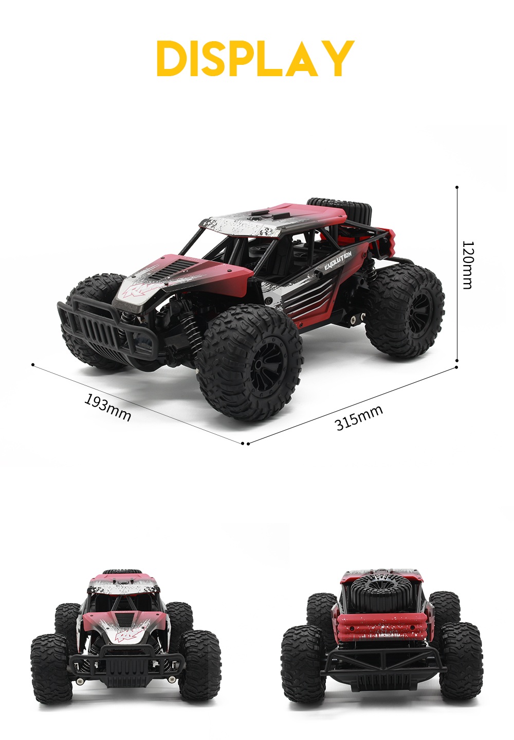 JDRC 1801 2.4G Wifi FPV 1:18 4WD Brushed Off-road RC Car with HD Camera RTF - Black