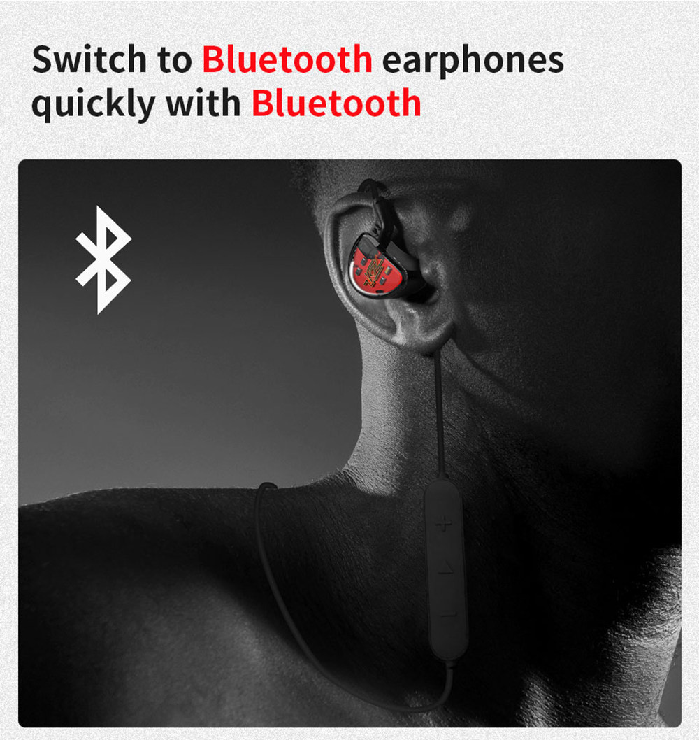 KZ AS10 5BA HiFi Stereo Earphone In-ear Earbuds with 0.75mm 2 Pin Cable - Black WITH MIC
