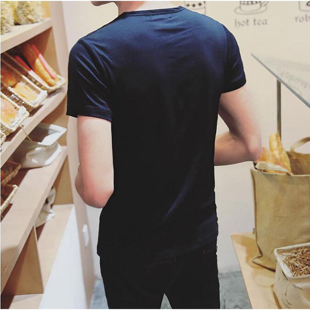 Men's Basic Round Neck Short Sleeve T-shirt (Personality Tee Cultivating Size M) - Black