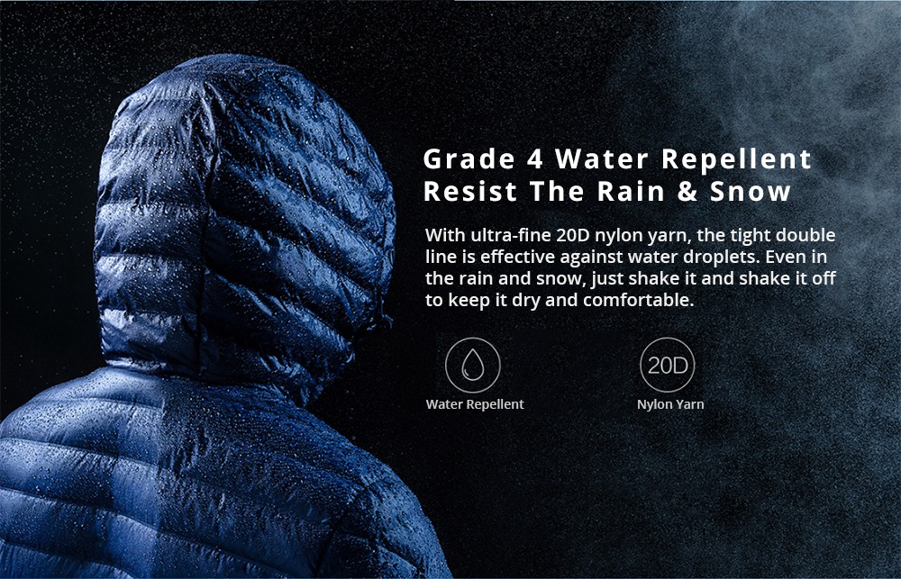 Xiaomi 90Fun Men's Hooded Down Jacket (Lightweight Seamless 90% Goose Down Size S) - Black
