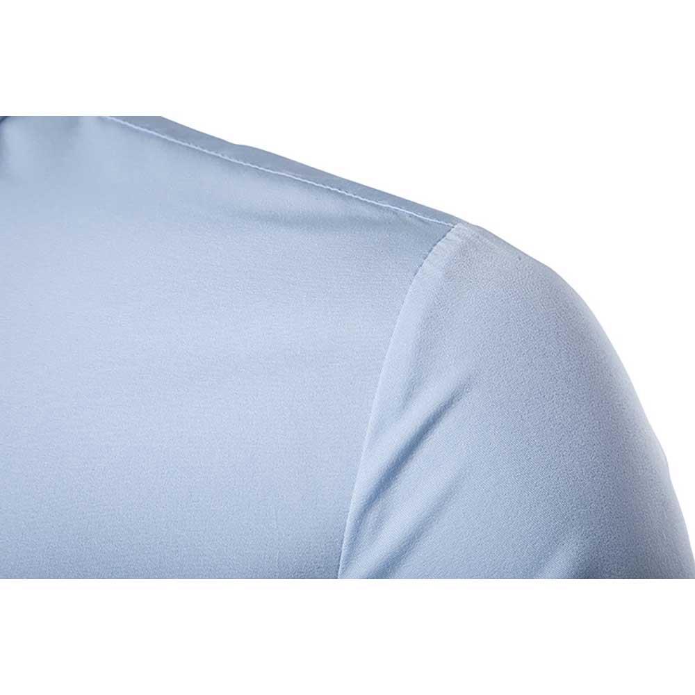 Men's Fashion Casual Long Sleeve Shirt Slim Fit Special Buttons Cotton Size S - Light Blue