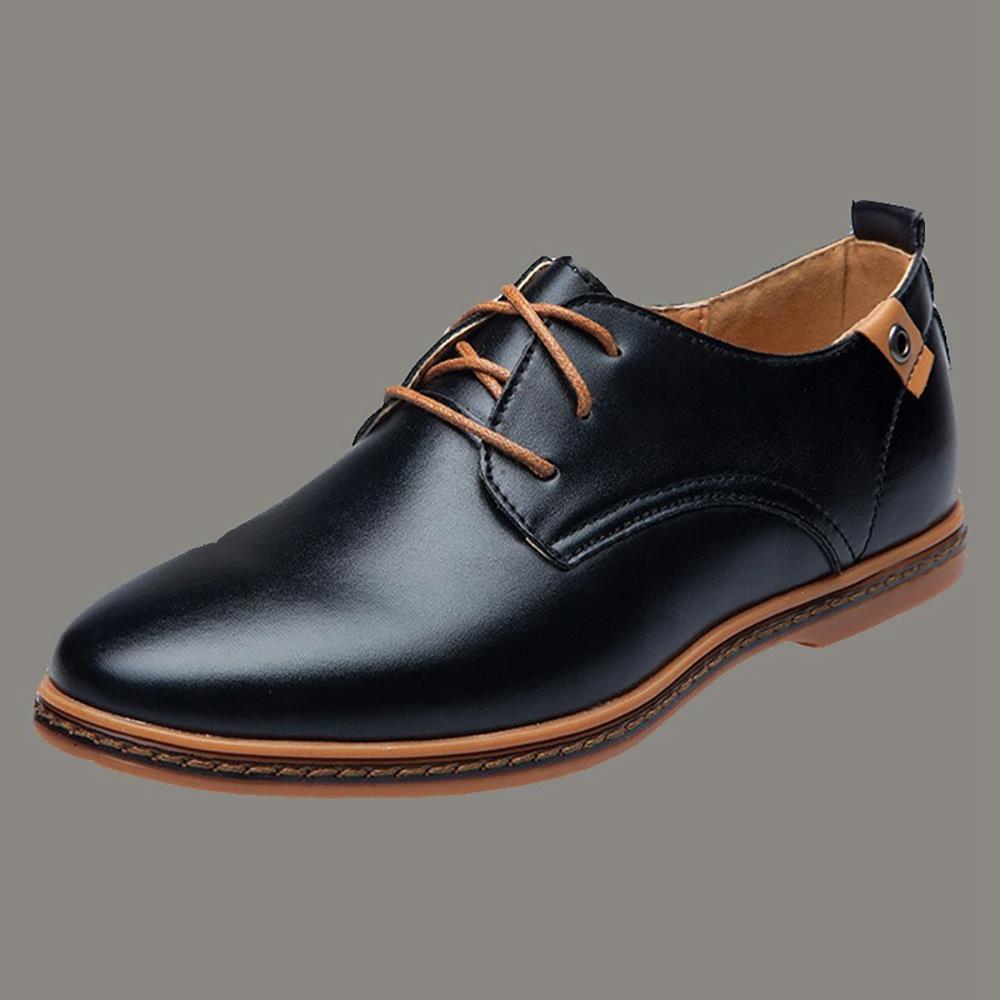 XA004 Men Casual British Style Leather Shoes Tendon Soled Shoes EU 43 - Brown