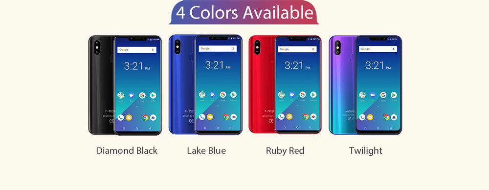 Meiigoo S9 6.18 Inch 4G LTE Smartphone MTK6750T 4GB 32GB 13.0MP + 2.0MP Dual Rear Cameras Android 8.1 Face ID Type-C Fast Charge - Diamond Black