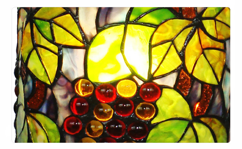 FUMAT Tiffany Style Stained Glass Floor Lamp - Romantic Grape Design
