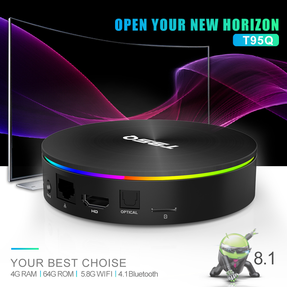T95Q Amlogic S905X2 Android 8.1 4GB DDR4 64GB eMMC TV Box Dual Band WiFi LAN Bluetooth USB3.0