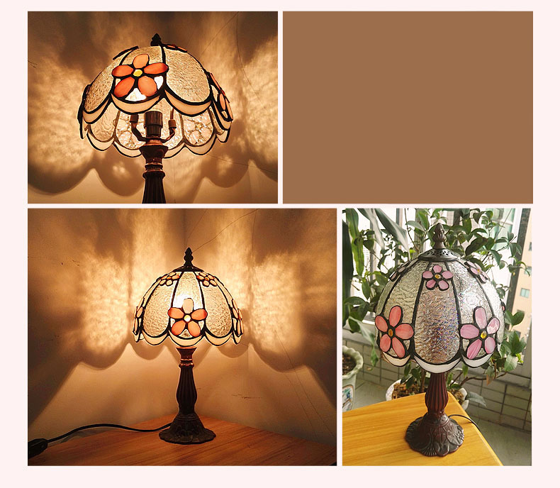 FUMAT Tiffany Style Stained Glass Table Lamp - Romantic Water Wave Lampshade Design