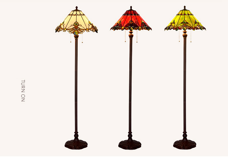 FUMAT 17 Inch Tiffany Style Stained Glass Handcrafted Floor Lamp - Warm White